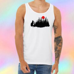 Forest Fox and Red Moon Unisex Tank Top