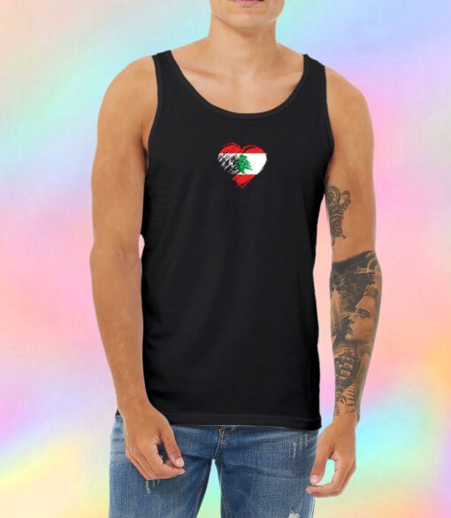 Grungy I Love Lebanon Heart Flag Unisex Tank Top
