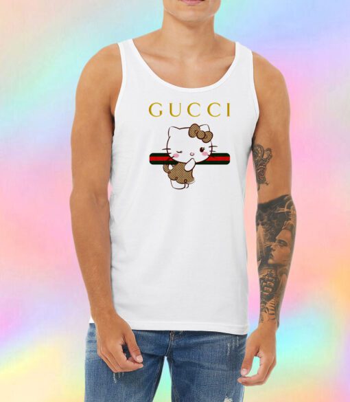 Hello Kitty Gucci Stripe Unisex Tank Top
