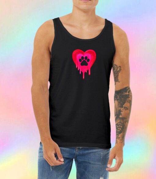 Pawprint Melting in Heart Unisex Tank Top