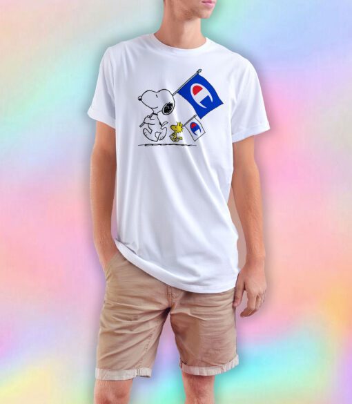 Peanuts Snoopy And Woodstock Flag T Shirt