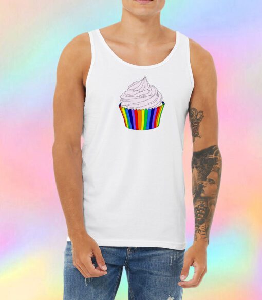 Rainbow Cupcake with Pink Frosting Unisex Tank Top