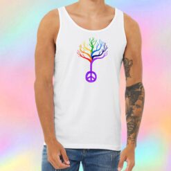 Rainbow Peace Sign Tree Unisex Tank Top