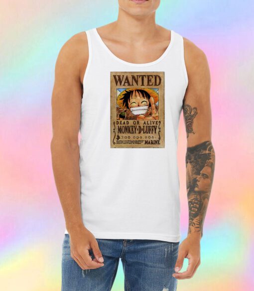 luffy is wanted poster Unisex Tank Top