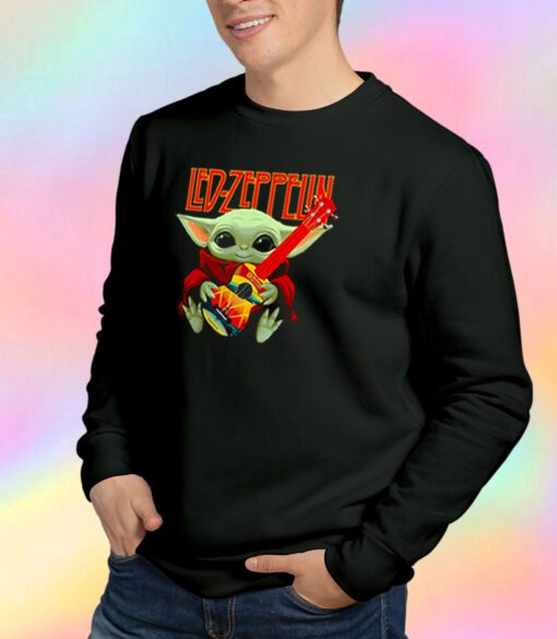 Baby Yoda Hug Ledzeppelin Guitar Sweatshirt