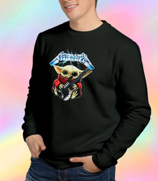 Baby Yoda Hug Metallica Guitar Sweatshirt
