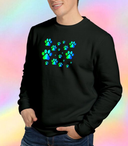 Blue Green Ombre Pawprint Pattern Sweatshirt