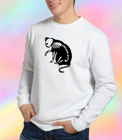 Cat White Skull Sweatshirt
