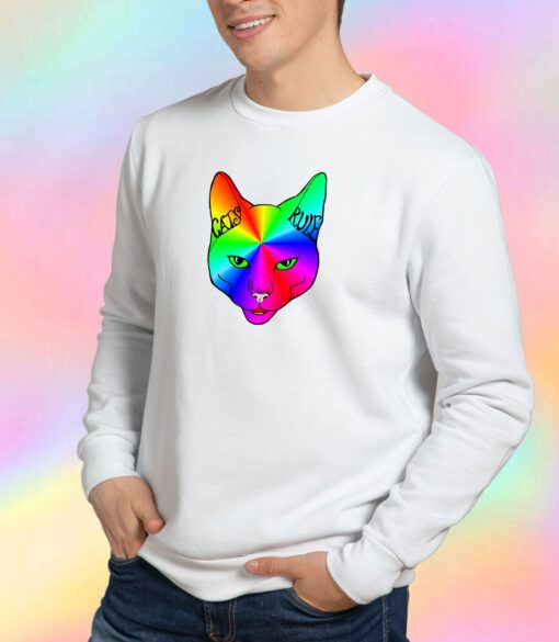 Cats Rule Rainbow Meow Sweatshirt
