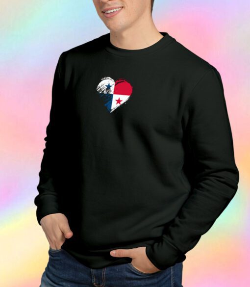 Grungy I Love Panama Heart Flag Sweatshirt