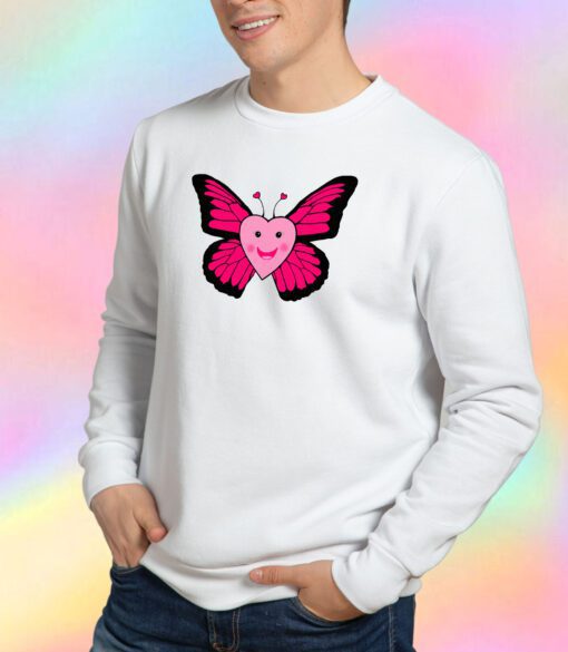 Happy Pink Heart Butterfly Sweatshirt
