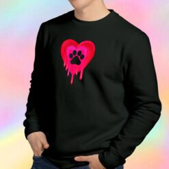 Pawprint Melting in Heart Sweatshirt