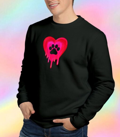 Pawprint Melting in Heart Sweatshirt
