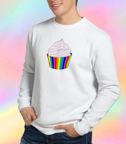 Rainbow Cupcake with Pink Frosting Sweatshirt