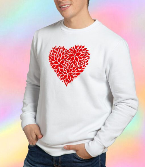 Red Floral Pattern Heart Sweatshirt