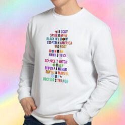 The Avengers Characters Name White Sweatshirt