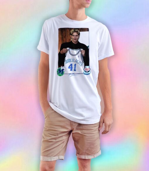 DALLAS MAVERICKS MITCHELL NESS DIRK NOWITZKI DRAFT T Shirt