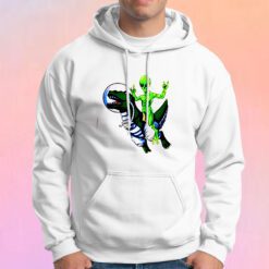 Alien Riding T Rex Hoodie