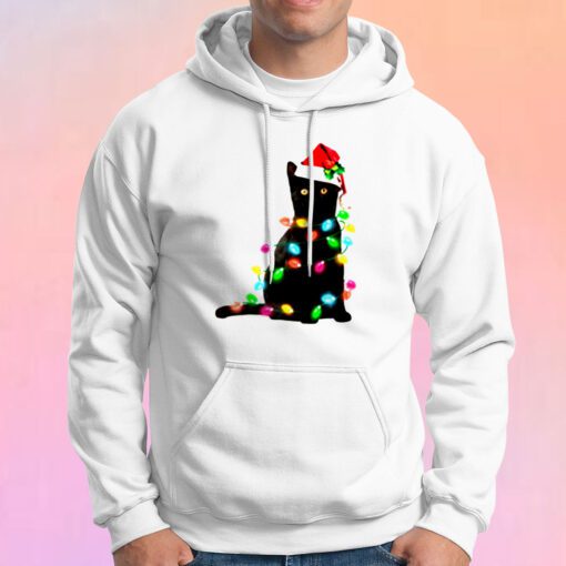 Black Cat Christmas Light Hoodie