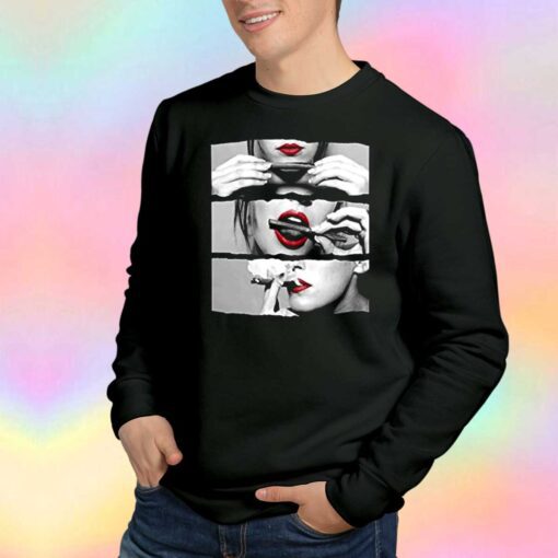 Blunt Roll Red Lips tee Sweatshirt