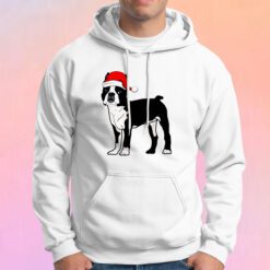 Boston Terrier In Santa Hat Christmas Hoodie