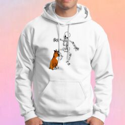 Boxer Dog Biting Skeleton Hoodie