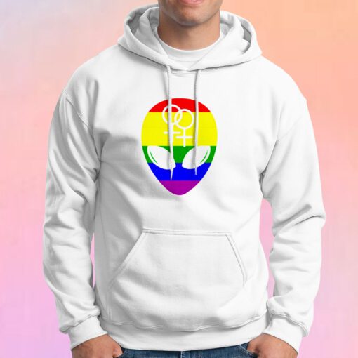 Gay Pride Flag Alien Hoodie