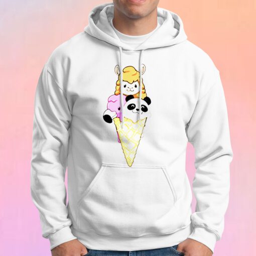 Kids Funny Ice Cream Flamingo Panda Llama icecream Hoodie