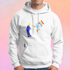 LGBT Black Girl Hold Pride Flag Kicking Trump Hoodie
