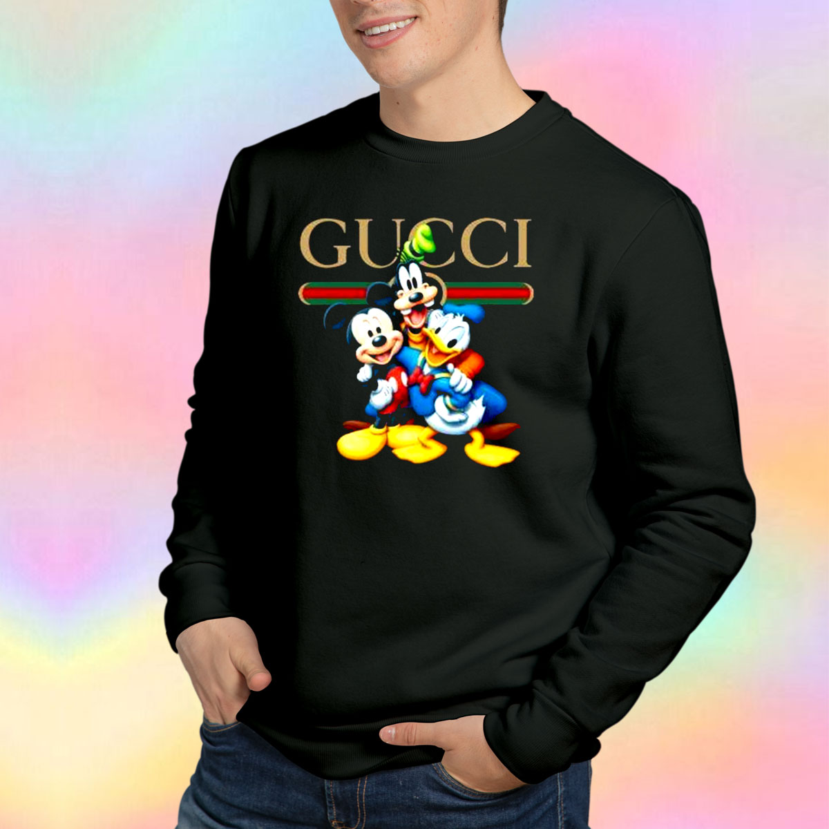 Web with vintage Gucci logo sweatshirt in ink blue