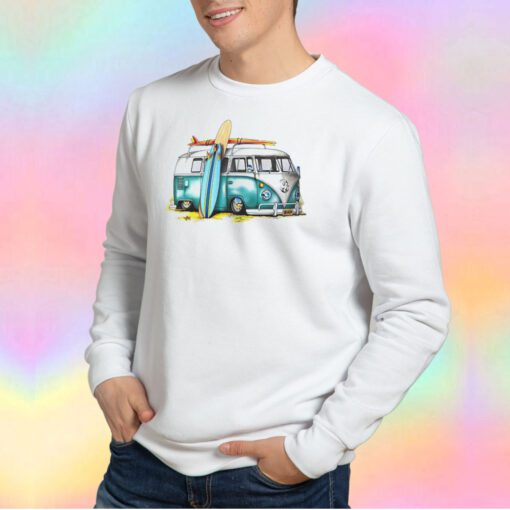 Surfer Bus Surfing Board Long Sleeve UPF 30 tee Sweatshirt