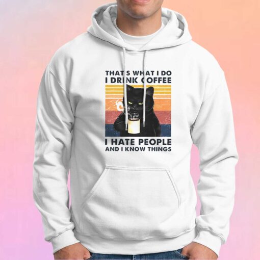 Retro Black Cat thats what i do i drink coffeee Hoodie