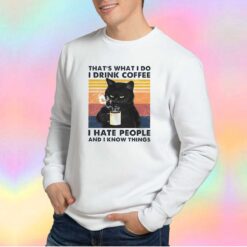 Retro Black Cat thats what i do i drink coffeee Sweatshirt