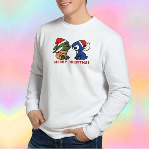 Beby Yoda And Lilo Mery Christmas Sweatshirt