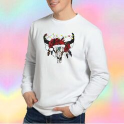 Lantern steer skull leopard Christmas Sweatshirt