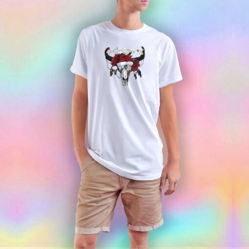 Lantern steer skull leopard Christmas T Shirt