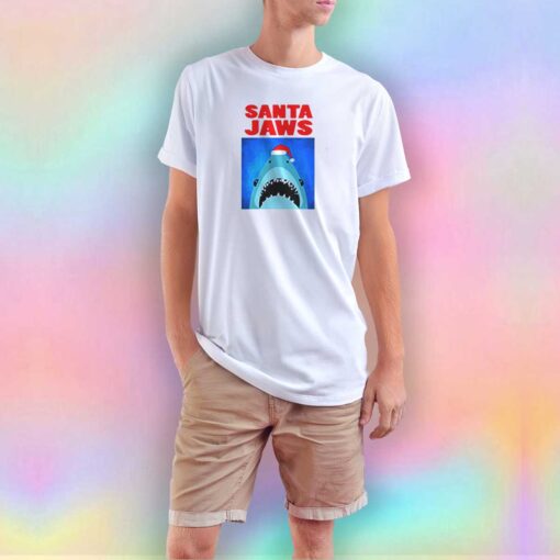 Santa Jaws Parody Christmas T Shirt
