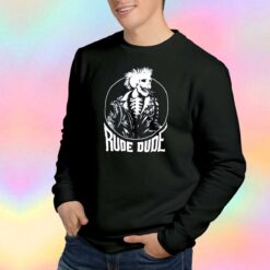 Vintage 90s Rude Dude Punk Skeleton Tee Sweatshirt