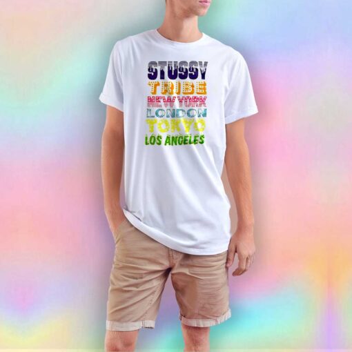 Vintage STUSSY Tribe Mew York London Tokyo Los Angeles T Shirt