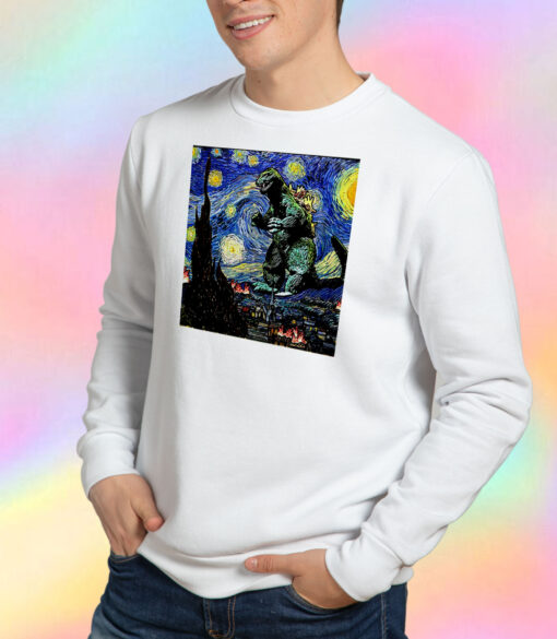 Godzilla Starry Night Van Gogh Sweatshirt