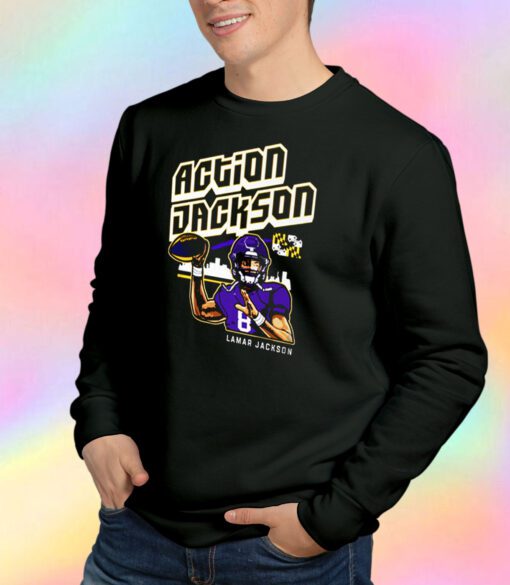 Lamar Jackson’s Action Jackson Funny Sweatshirt