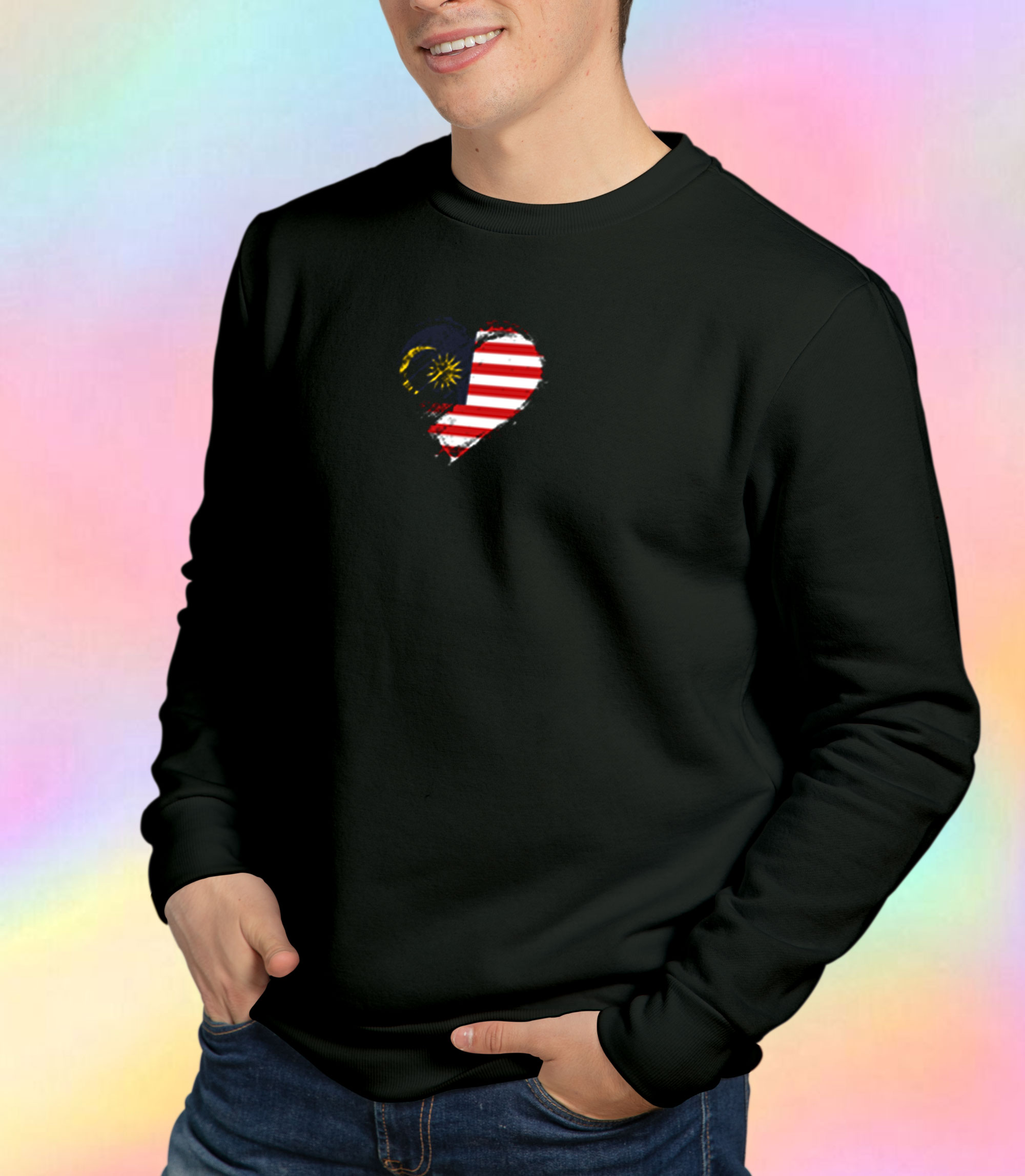 Grungy I Love Malaysia Heart Flag Sweatshirt.jpeg